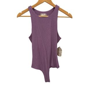 Alter’d State Ribbed Lavender Bodysuit Racerback Stretchy Modern Basics NWT